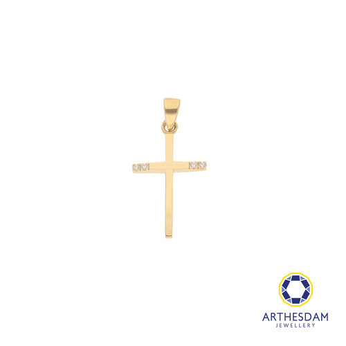 Arthesdam Jewellery 14K Yellow Gold Cross Pendant With Stones