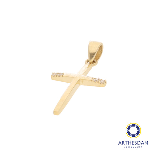Arthesdam Jewellery 14K Yellow Gold Cross Pendant With Stones