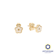 Arthesdam Jewellery 14K Yellow Gold Mother-of-pearl Flower Earrings
