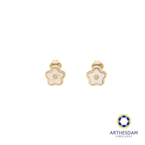 Arthesdam Jewellery 14K Yellow Gold Mother-of-pearl Flower Earrings