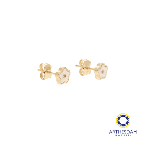 Arthesdam Jewellery 14K Yellow Gold Mother-of-pearl Flower Earrings