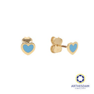 Arthesdam Jewellery 14K Gold Dainty Blue Heart Earrings