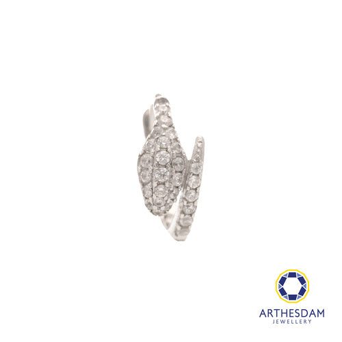 Arthesdam Jewellery 14K White Gold Sparkling Snake Single Hoop Earring