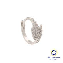 Load image into Gallery viewer, Arthesdam Jewellery 14K White Gold Sparkling Snake Single Hoop Earring
