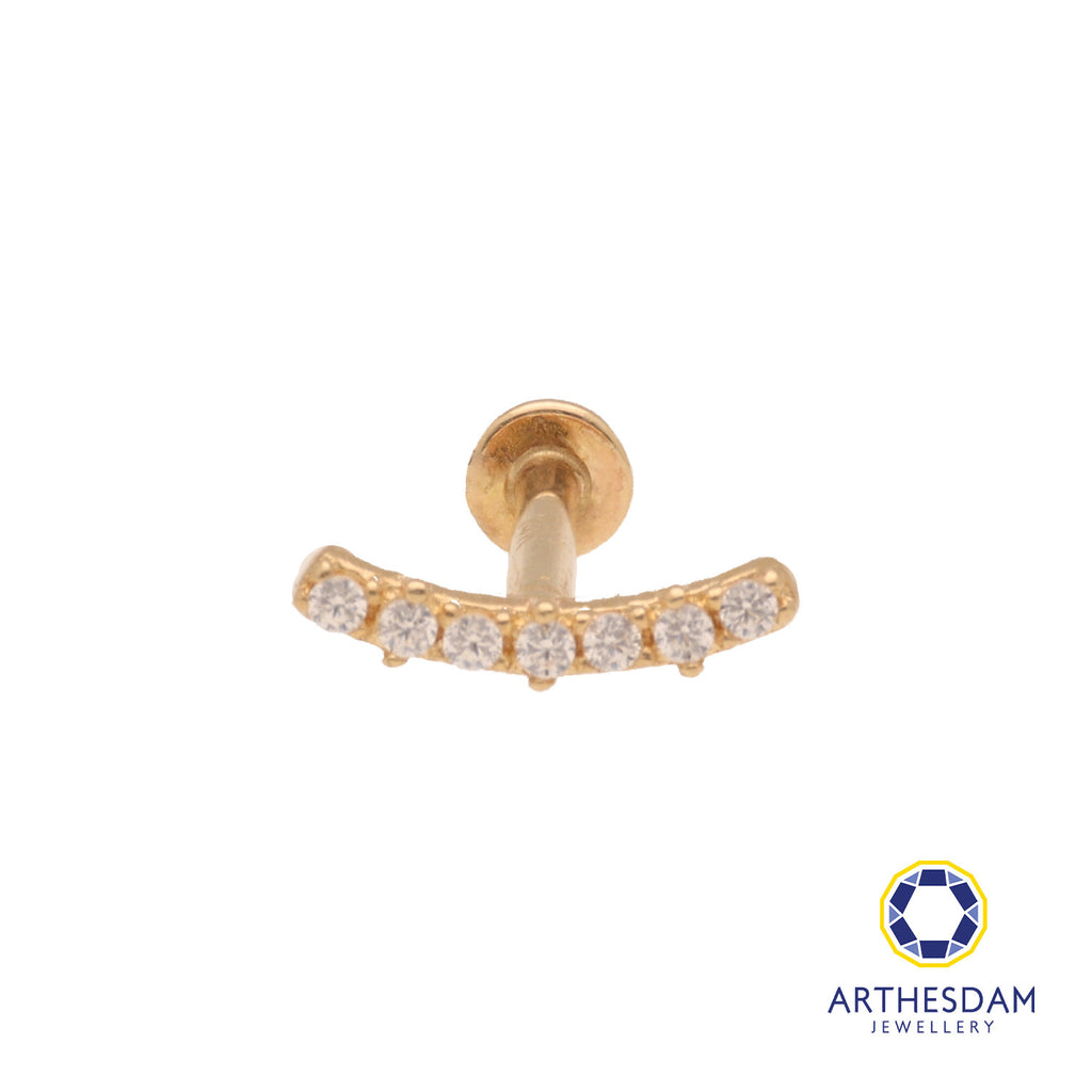 Arthesdam Jewellery 14K Gold Sparkling Curved Solitaire Single Earring (Flat-back)