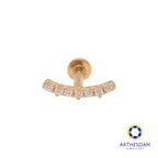 Arthesdam Jewellery 14K Gold Sparkling Curved Solitaire Single Earring (Flat-back)