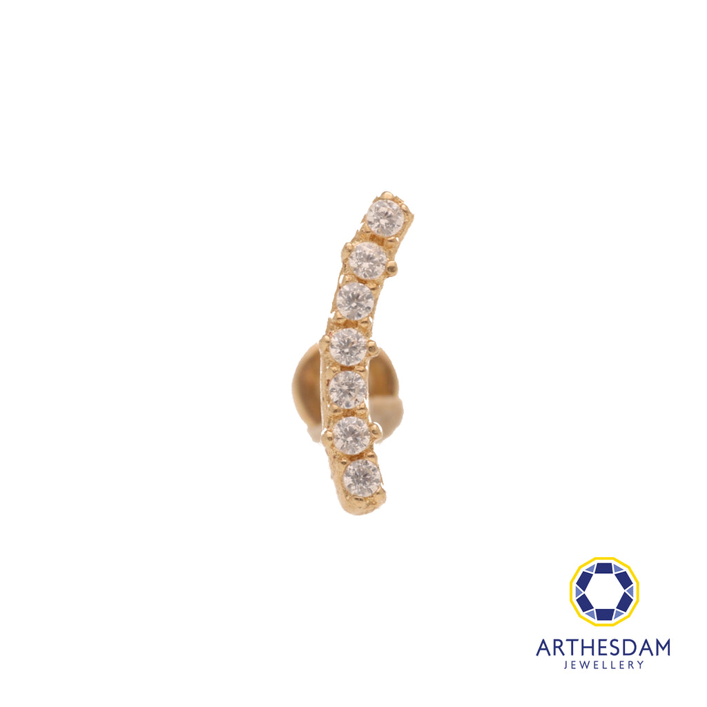 Arthesdam Jewellery 14K Gold Sparkling Curved Solitaire Single Earring (Flat-back)