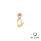 Arthesdam Jewellery 14K Gold Double Leaf Single Stud Earring (Flat-back)