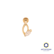 Load image into Gallery viewer, Arthesdam Jewellery 14K Gold Double Leaf Single Stud Earring (Flat-back)
