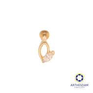 Arthesdam Jewellery 14K Gold Double Leaf Single Stud Earring (Flat-back)
