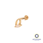 Arthesdam Jewellery 14K Gold Double Leaf Single Stud Earring (Flat-back)