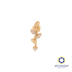 Arthesdam Jewellery 14K Gold Sparkling Leaf Single Stud Earring (Flat-back)