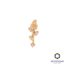 Load image into Gallery viewer, Arthesdam Jewellery 14K Gold Sparkling Leaf Single Stud Earring (Flat-back)
