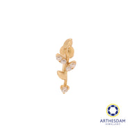 Arthesdam Jewellery 14K Gold Sparkling Leaf Single Stud Earring (Flat-back)