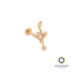 Arthesdam Jewellery 14K Gold Sparkling Leaf Single Stud Earring (Flat-back)
