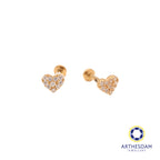 Arthesdam Jewellery 14K Gold Sparkling Heart Earrings (Flat-back)