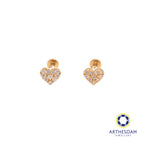 Arthesdam Jewellery 14K Gold Sparkling Heart Earrings (Flat-back)