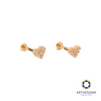 Arthesdam Jewellery 14K Gold Sparkling Heart Earrings (Flat-back)