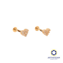 Load image into Gallery viewer, Arthesdam Jewellery 14K Gold Sparkling Heart Earrings (Flat-back)
