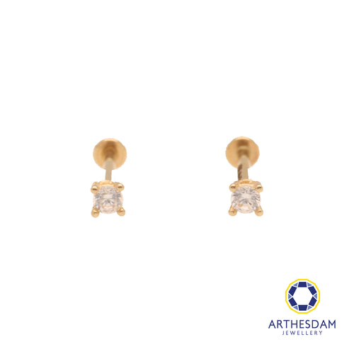 Arthesdam Jewellery 14K Gold Classic Solitaire Earrings (Flat-back)
