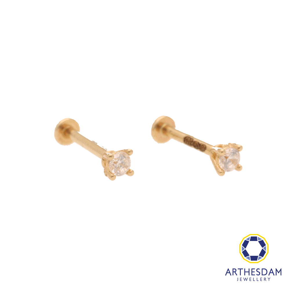 Arthesdam Jewellery 14K Gold Classic Solitaire Earrings (Flat-back)