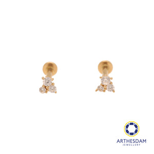 Arthesdam Jewellery 14K Gold Triple Solitaire Triangle Earrings (Flat-back)
