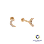 Arthesdam Jewellery 14K Gold Sparkling Crescent Earrings (Flat-back)