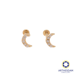 Arthesdam Jewellery 14K Gold Sparkling Crescent Earrings (Flat-back)