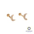 Arthesdam Jewellery 14K Gold Sparkling Crescent Earrings (Flat-back)