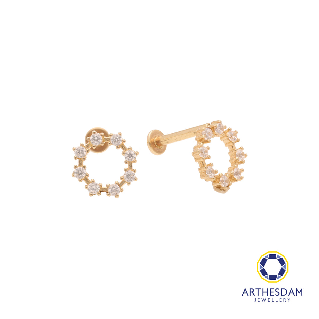 Arthesdam Jewellery 14K Gold Sparkling Circle Earrings (Flat-back)