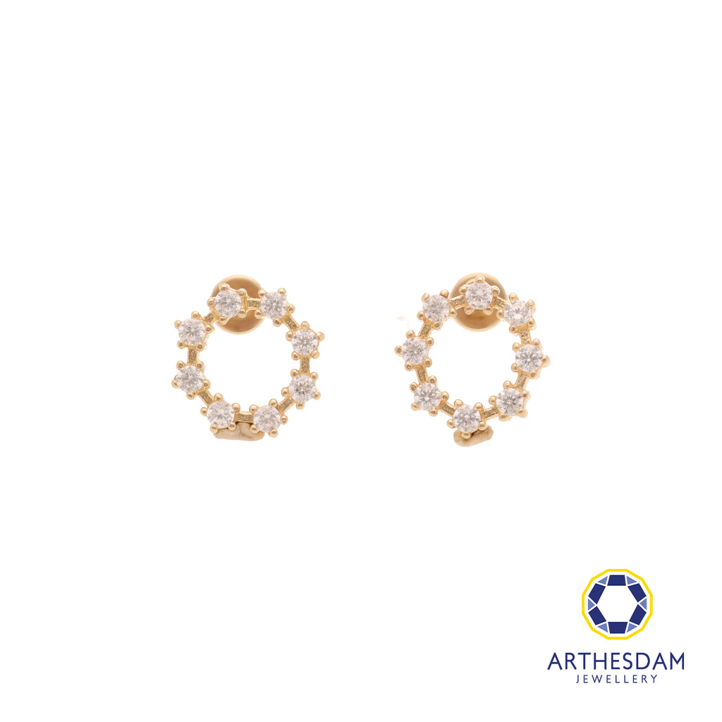Arthesdam Jewellery 14K Gold Sparkling Circle Earrings (Flat-back)