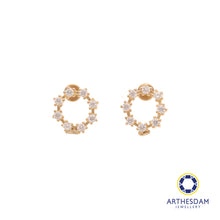 Load image into Gallery viewer, Arthesdam Jewellery 14K Gold Sparkling Circle Earrings (Flat-back)
