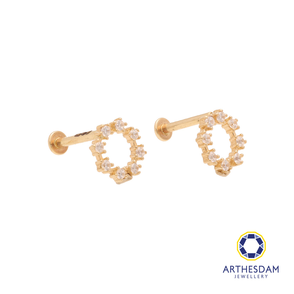 Arthesdam Jewellery 14K Gold Sparkling Circle Earrings (Flat-back)