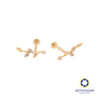 Arthesdam Jewellery 14K Gold Sparkling Leaf Earring (Flat-back)