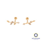Arthesdam Jewellery 14K Gold Sparkling Leaf Earring (Flat-back)