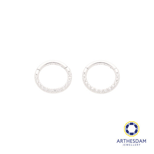 Arthesdam Jewellery 14K White Gold Sparkling Round Hoop Earring/ Septum Ring