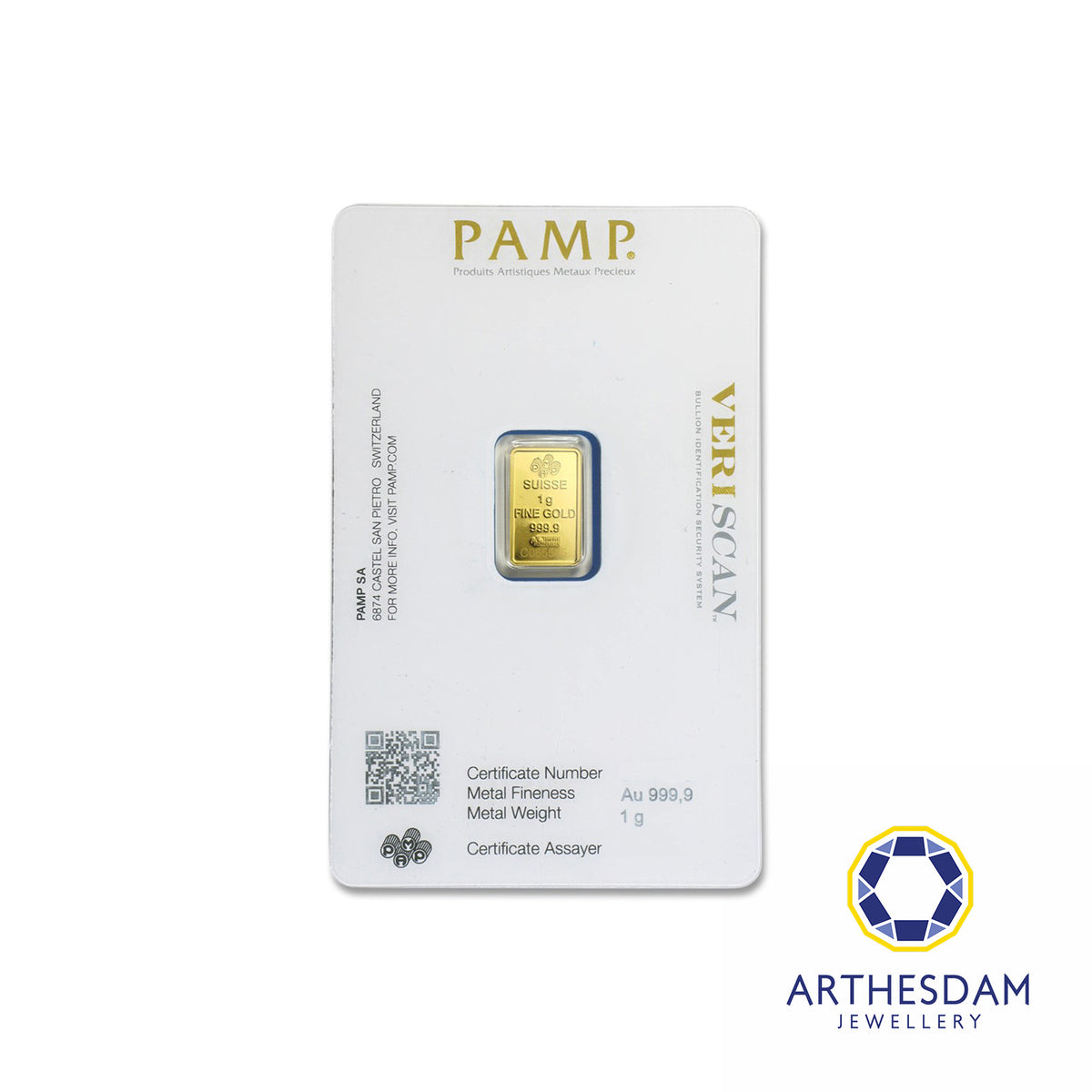 Arthesdam Jewellery 999 Gold Precious Pure Gold Bar