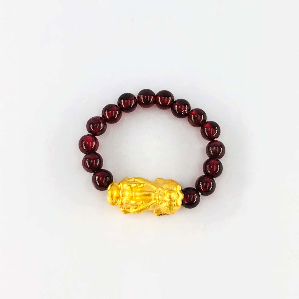 Arthesdam Jewellery 999 Gold Prosperity Pixiu Garnet Ring