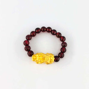 Arthesdam Jewellery 999 Gold Prosperity Pixiu Garnet Ring