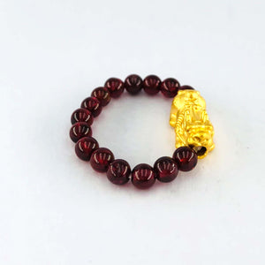 Arthesdam Jewellery 999 Gold Prosperity Pixiu Garnet Ring