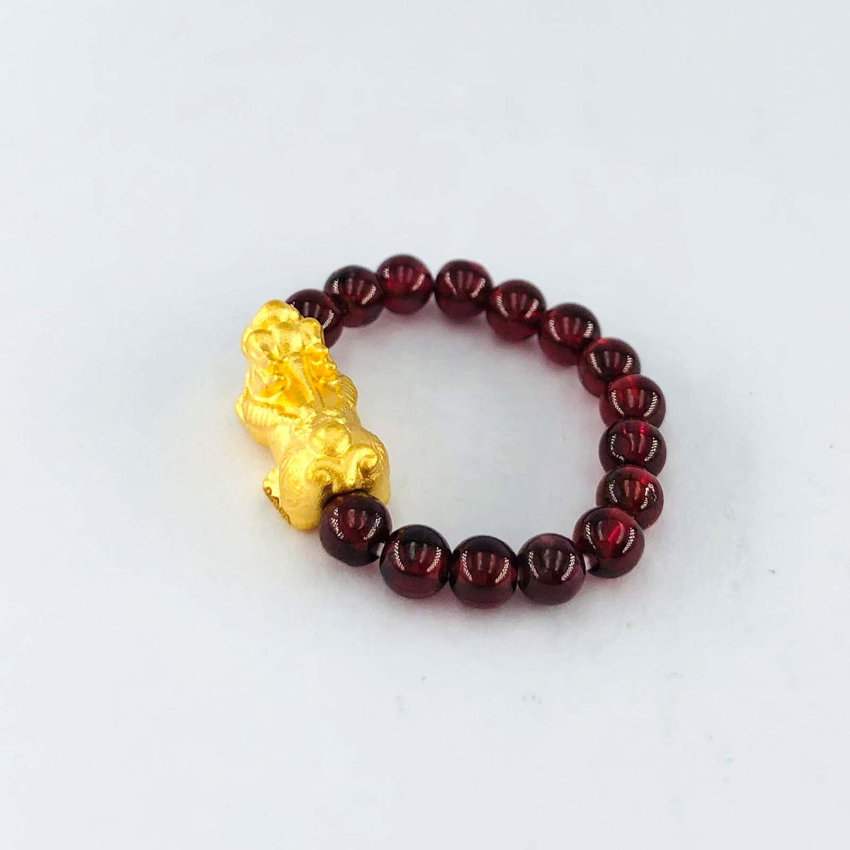 Arthesdam Jewellery 999 Gold Prosperity Pixiu Garnet Ring