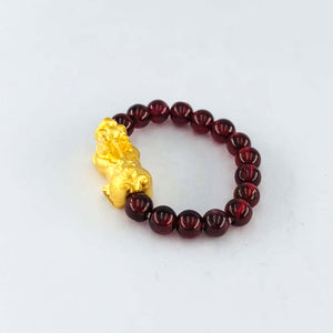 Arthesdam Jewellery 999 Gold Prosperity Pixiu Garnet Ring