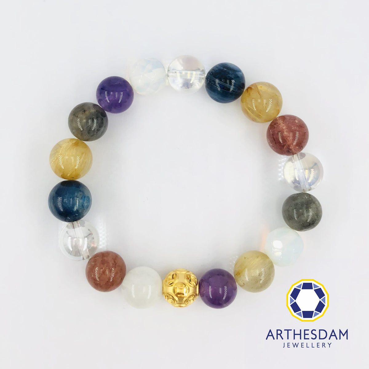 Arthesdam Jewellery 999 Gold Wealthy Ball Rainbow Beaded Bracelet