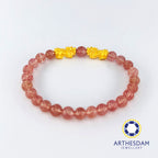 Arthesdam Jewellery 999 Gold Double Pixiu Strawberry Quartz Beaded Bracelet