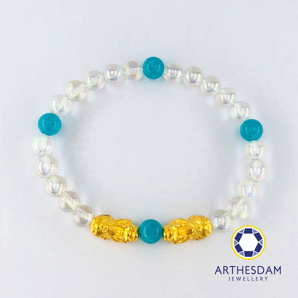 Arthesdam Jewellery 999 Gold Double Pixiu Opalite Beaded Bracelet