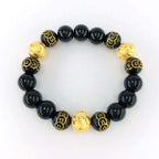 Arthesdam Jewellery 999 Gold Trinity Wealth Ball Obsidian Bracelet