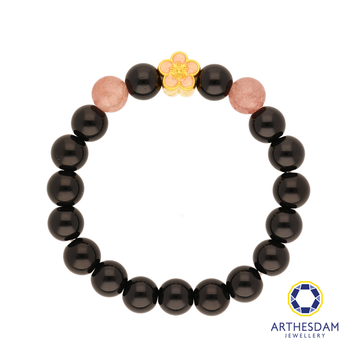 Arthesdam Jewellery 999 Gold Pink Flower Beaded Bracelet