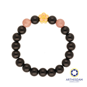 Arthesdam Jewellery 999 Gold Pink Flower Beaded Bracelet