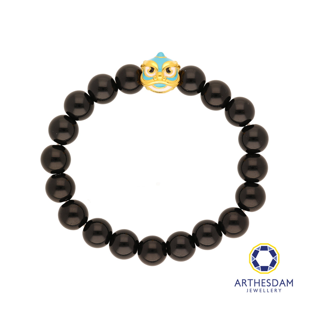 Arthesdam Jewellery 999 Gold Lucky Blue Lion Dance Beaded Bracelet