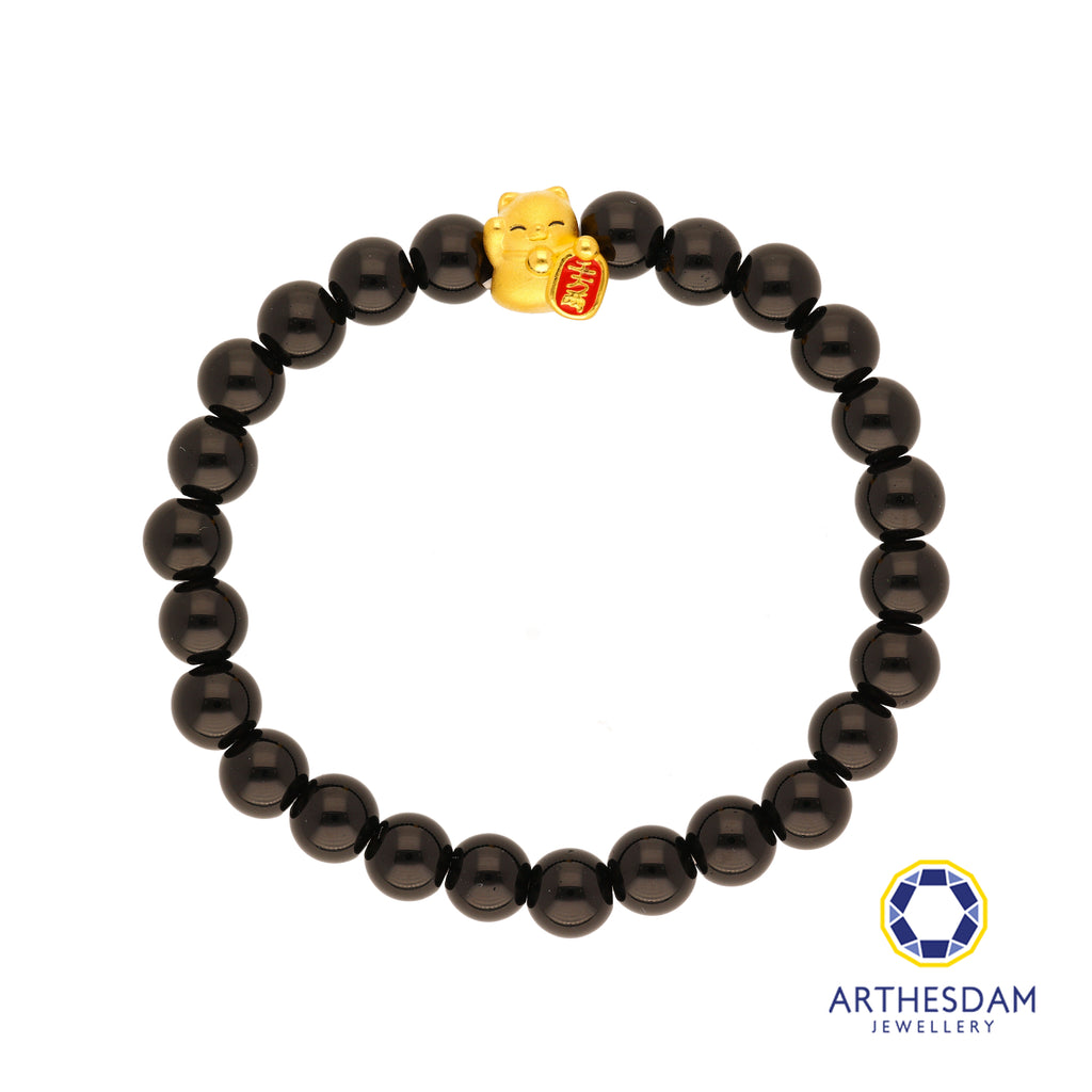 Arthesdam Jewellery 999 Gold Lucky Cat Beaded Bracelet